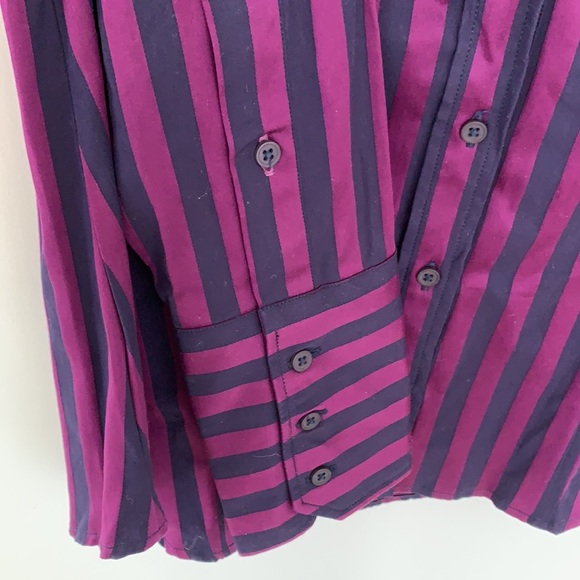 Ben Sherman purple striped 100% cotton button down tailored shirt - Picture 3 of 11